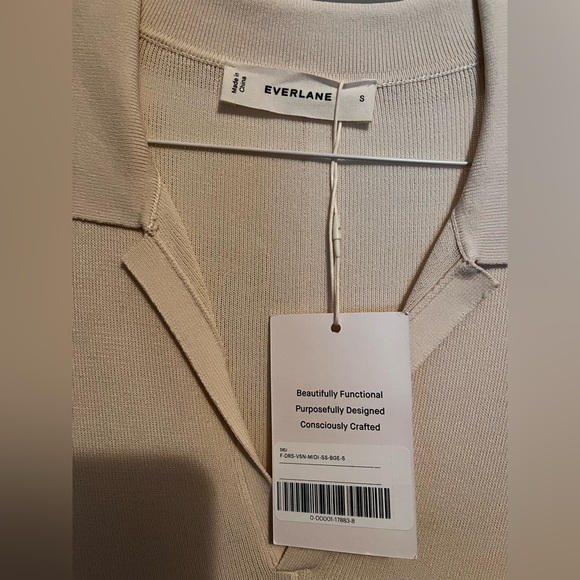 EVERLANE THE VISCOSE KNIT POLO MIDI DRESS Beige Sz S - Picture 7 of 7
